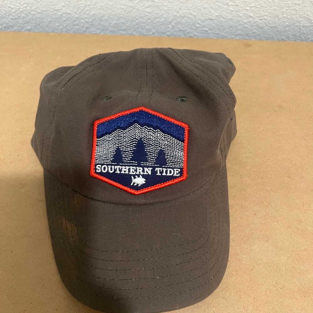 Southern Tide Dark Brown Cap with Blue and Red Patch